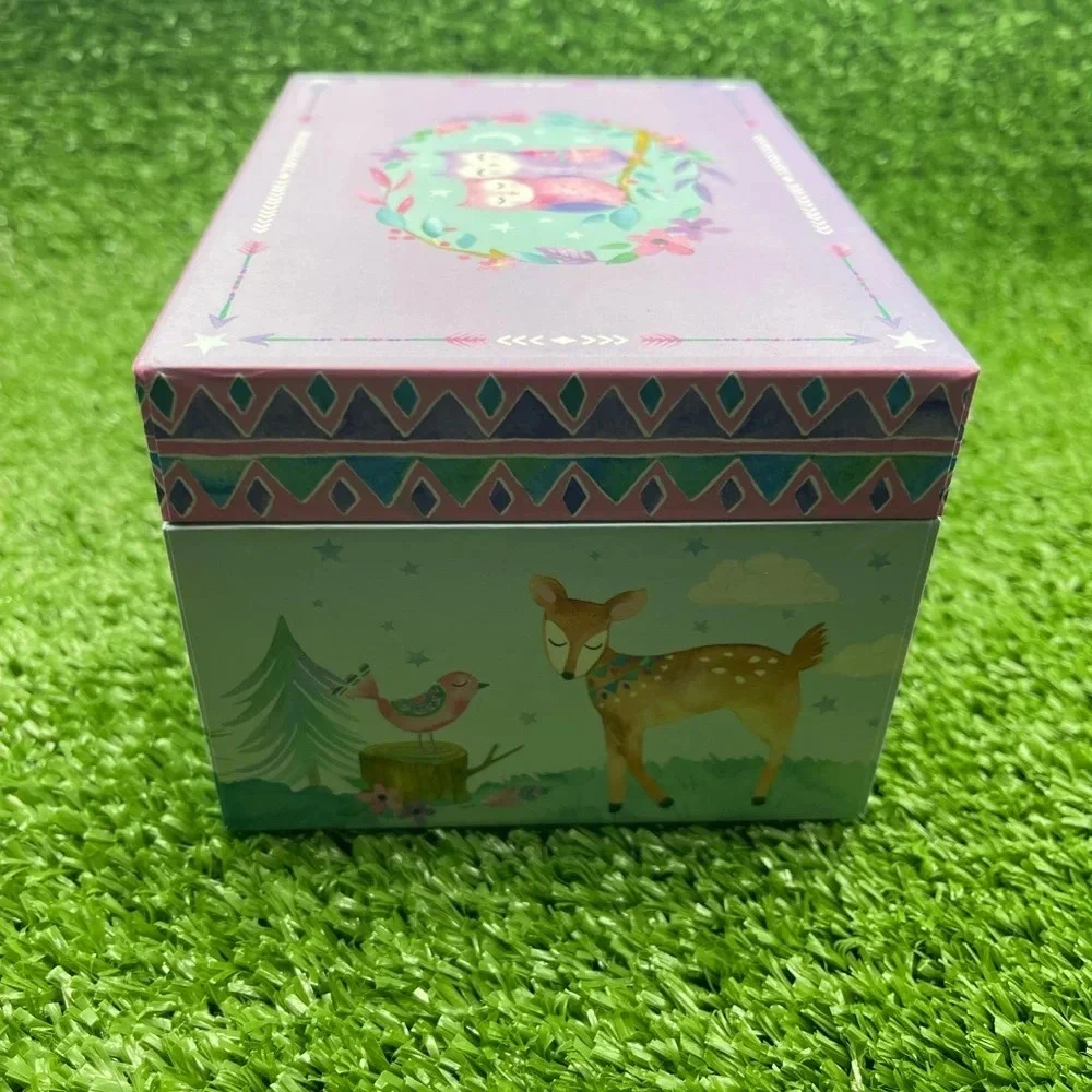 Woodland Animal Musical Jewelry Box, Pink/Purple, NIB